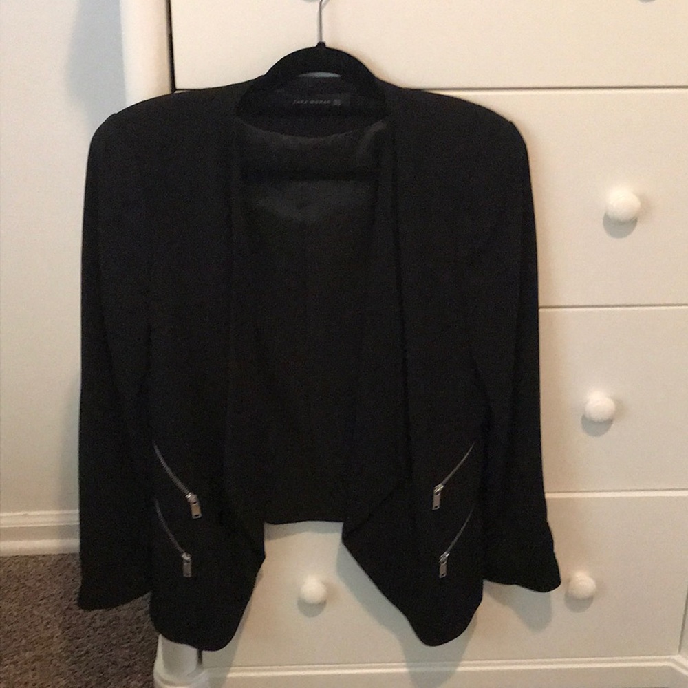 Zara Black Blazer with Zipper Details